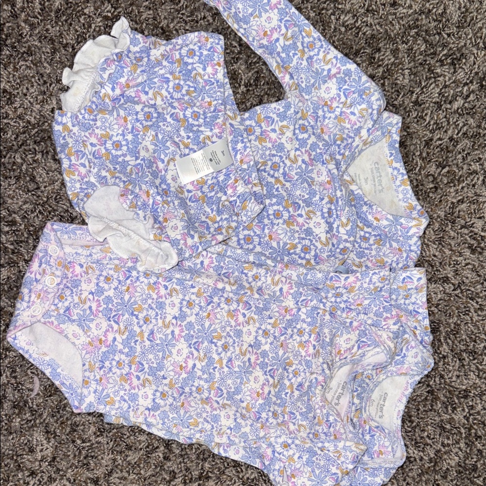 Carter's Floral Kids Matching Set - Purple and White
